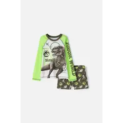UNIVERSAL - Conjunto de baño de Jurassic World verde y marfil para niño