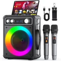 GENERICO - Máquina de karaoke altavoz portátil luces LED RECFMAUXUSBTF