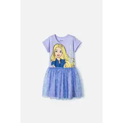 MATTEL - Vestido de Barbie manga corta lila para niña