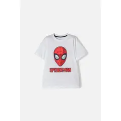 MARVEL - Camiseta de Spider-man manga corta blanca para niño