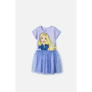 MATTEL - Vestido de Barbie manga corta lila para niña