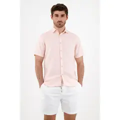 TENNIS - Camisa en lino rosada para hombre