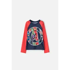 MARVEL - Camiseta de baño manga larga rojo y azul para niño