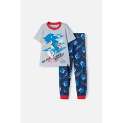 SONIC - Pijama de gris azul y roja de pantalón largo para niño