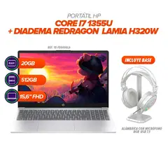 AMD - Portátil HP i7 1355U 20GB RAM 512GB SSD 156” FHD / Diadema Redragon H320W con Base