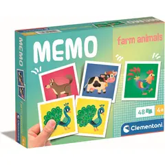 CLEMENTONI - Juego Educativo Animales Granja Memoria 48 Cartas Para Niños