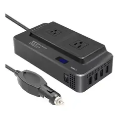 GENERICO - Inversor Portátil Multitoma Para Carro Usb Automovil 200w