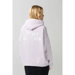 KOAJ - Buzo oversize lila con capota y textos estampados Mujer