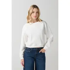 KOAJ - Buzo cuello redondo unicolor con tejidos en rib MUJER
