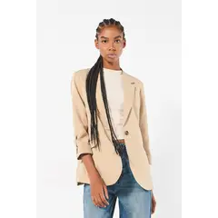 KOAJ - Blazer kaki con botón en frente y charretera en manga MUJER