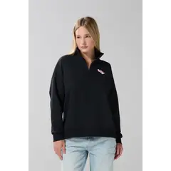 KOAJ - Buzo cuello alto con cremallera, cortes en tela contraste MUJER