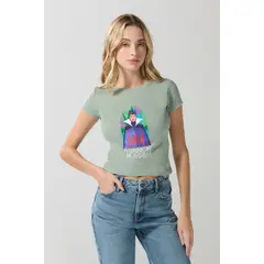 KOAJ - Camiseta en rib verde clara manga corta de la Reina Mal Mujer