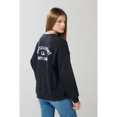 KOAJ - Buzo oversize azul intenso cuello redondo college Mujer