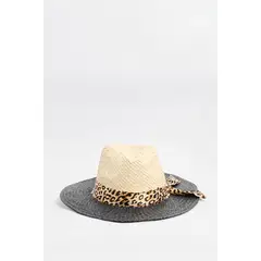 KOAJ - Sombrero negro fedora con cinta y copa en contraste MUJER