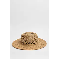 KOAJ - Sombrero Panamá kaki oscuro en tejido abie Mujer