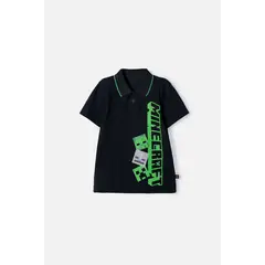 MINECRAFT - Camiseta Tipo Polo de negra tipo polo para niño