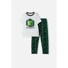 MINECRAFT - Pijama de blanca y negra de pantalón largo para niño