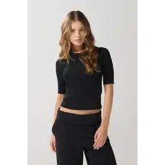 KOAJ - Camiseta unicolor con texturas y manga ranglan corta MUJER