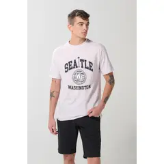 KOAJ - Camiseta lila clara cuello redondo con diseño college Hombre