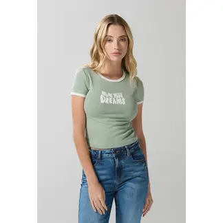 KOAJ - Camiseta manga corta en rib con estampado en frente, silu MUJER