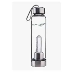 GENERICO - Termo Botella De Agua Con Cristales De Cuarzo + Estuche Color Crystal Transparente
