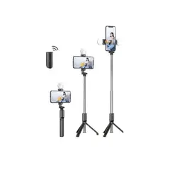 GENERICO - Palo De Selfie 3 En 1 Tripode Control Bluetooth Con Luz