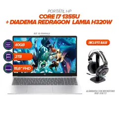 HEWLETT PACKARD - Portátil HP i7 1355U 40GB RAM 2TB SSD 156” FHD Diadema Redragon H320W con Base RGB