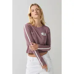 KOAJ - Camiseta lila oscura manga larga con diseño college Mujer