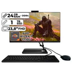 LENOVO - TODO EN UNO AMD RYZEN 7-7730U 24GB RAM 1TB SSD 238″ FHD