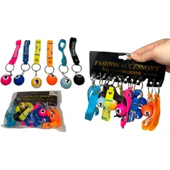 MAZUGI - Llaveros Billar Pool Multicolor 6 Colores X 12 Und Silicona