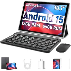 GENERICO - Tablet Android 15 Tableta de 10.1 Pulgadas procesador Octa-Core,Teclado+Lapiz+Mause+Funda