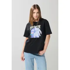 KOAJ - Camiseta en algodón negra manga corta de Lilo & Stitch MUJER