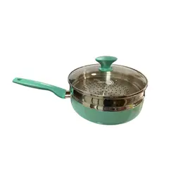 GENERICO - Olla Tipo Sartén Greenpan Ceramica Con Vaporera Metalica - Verde