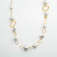 ENIGMA - Collar Eterna Con Perla Dorado Para Mujer