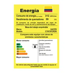 HACEB - Estufa De Empotrar Cristal 76 Cm Gas Natural