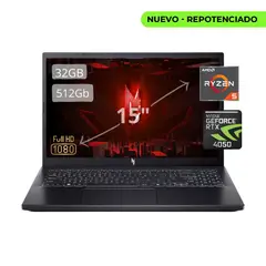ACER - Portatil Nitro V15 AMD Ryzen 5 7535HS 32gb RAM 512GB SSD Nvidia RTX 4050 6gb Pantalla 15,6 FHD 144HZ