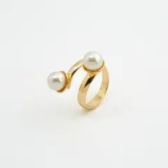 ENIGMA - Anillo Desafío Con Perla Dorado Para Mujer