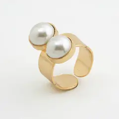 ENIGMA - Anillo Pulso Con Perla Dorado Para Mujer
