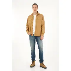 TENNIS - Camisa café manga larga para hombre