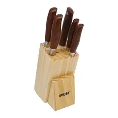 IMUSA - Set de 4 Cuchillos + Afilador + Bloque de Madera
