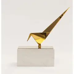 GENERICO - Adorno de mesa Escultura Decorativa de Pájaro Dorado en Mármol Blanco M5-4 dorado