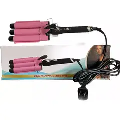 GENERICO - Plancha Pelo Pinza Cabello Rizadora Ondas Sirena 3 Barriles