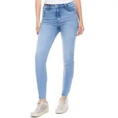 COLOR BLUE - High Waist Skinny Fit Jeans Tono Medio