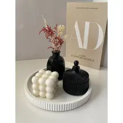 GENERICO - Set decorativo para centro de mesa bandeja jarrón cofre vela