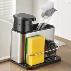 GENERICO - Dispensador de jabón de cocina de 340 ml Metalico