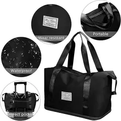 GENERICO - Bolso Plegable Viaje Deportivo Maleta Gimnasio Unisex Negro