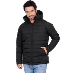 GENERICO - Chaqueta Abrigo Hombre Impermeable Acolchada Cuello Alto Con Capota