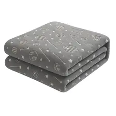 GENERICO - Manta Polar Infantil Brilla en la Oscuridad Diseño Espacial 180x210 cm
