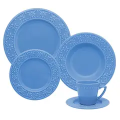 OXFORD - VAJILLA CERAMICA 20 PZAS 4 PTOS AZUL MENDI