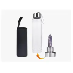 GENERICO - Termo Botella De Agua Con Cristales De Cuarzo + Estuche Color Morado